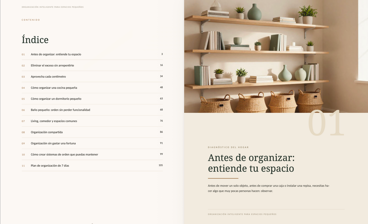 Más Orden, Más Espacio: guía para organizar tu casa pequeña